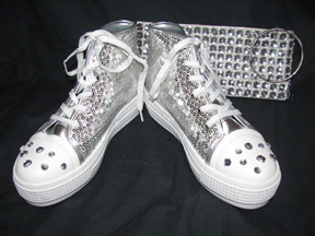 Silver Sequin Platform Tennis Shoes