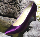 Used Plum Satin Low Heel Pumps