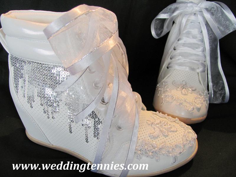 silver wedding sneakers