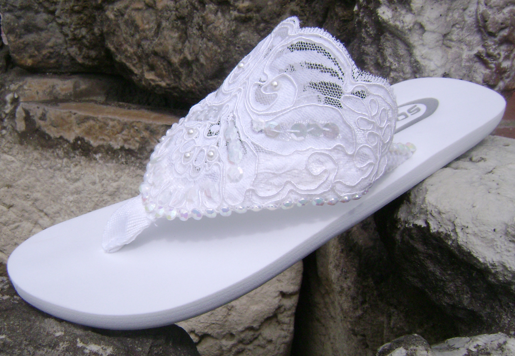 white lace sandals wedding