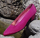 New Fuschia Satin Low Heel Pumps