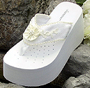 Platform  Bridal Flip Flops for weddings in white and light ivory