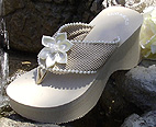 Dark Ivory Bridal Flip Flops with Satin Flower for Bridesmaids