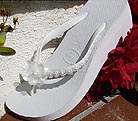  Ivory Bridal Flip Flops withperals and flower for Weddings