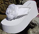 White Platform Flower and Pearl Flip flops for Brides