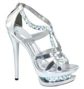 5 1/4 inch heel features stones throughout the straps and even inside the platform