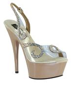 Sexy Taupe slingback pump with a large platform and 5 inch heel.