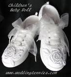Children's bridal wedding tennies with lace and ribbon