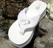 Bridal Flip Flops with wedding rings for weddings and receptions