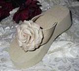 Dark Ivory Bridal Flip Flops with Flower and pearls for Weddings