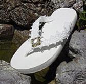 White Bridal Flip Flops with antique button for weddings