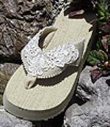 Dark Ivory Bridal Flip Flops with lace for Weddings