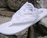 White Lace on flat flip flops for brides