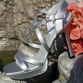 Dyeable White Satin Platform Bridal Sandals for weddings