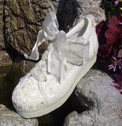 White Sequin Platform Tennis Shoes for Brides